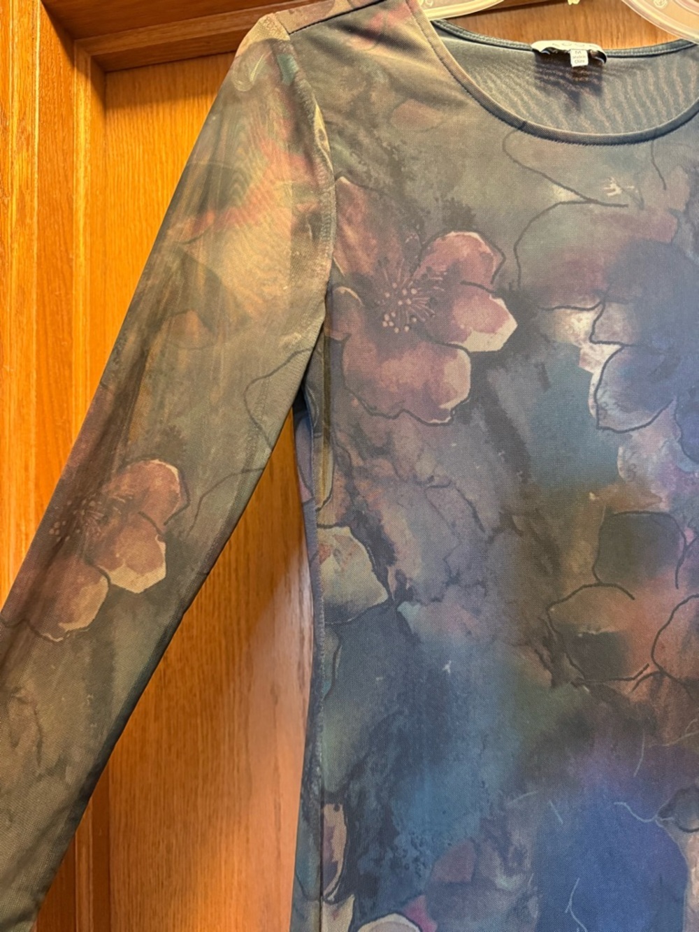 Floral Long Sleeve Maxi Dress in Blue and Purple - Picture 2 of 4
